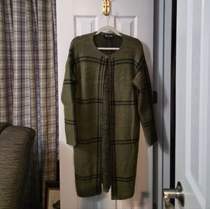 Olive Green Plaid Women's Sweater